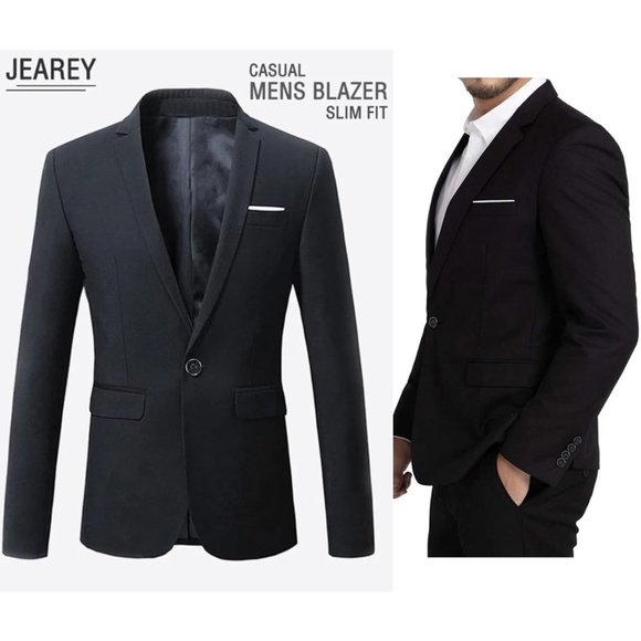 NWT Jearey Men's Slim Fit One Button Blazer - Picture 3 of 16
